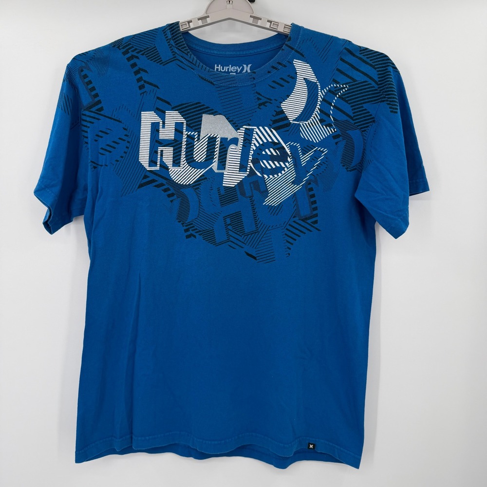 Hurley Mens Graphic T-Shirt Blue XL‎ Regular Fit Cotton Short Sleeve Logo Tee